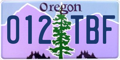 OR license plate 012TBF