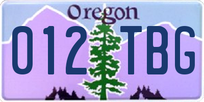OR license plate 012TBG