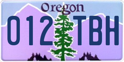 OR license plate 012TBH
