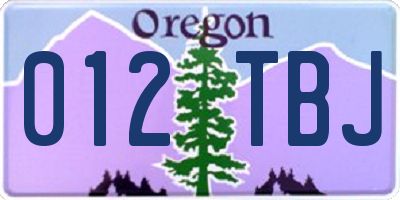 OR license plate 012TBJ
