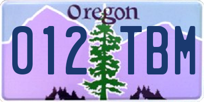 OR license plate 012TBM