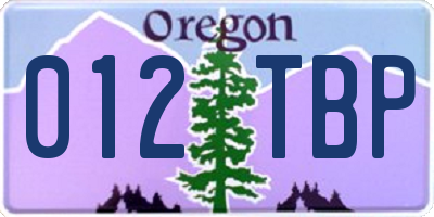 OR license plate 012TBP