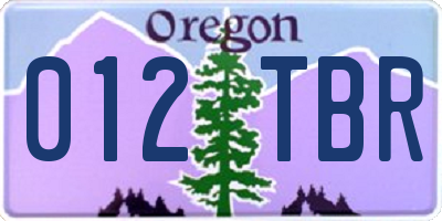 OR license plate 012TBR
