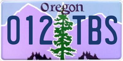 OR license plate 012TBS
