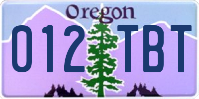 OR license plate 012TBT