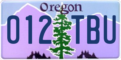 OR license plate 012TBU
