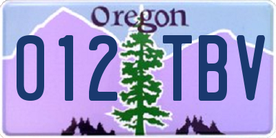 OR license plate 012TBV