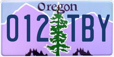 OR license plate 012TBY