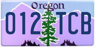 OR license plate 012TCB