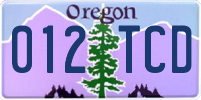 OR license plate 012TCD