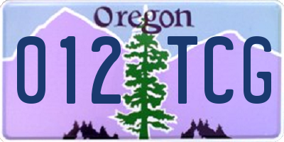 OR license plate 012TCG