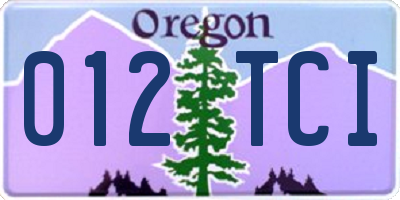 OR license plate 012TCI