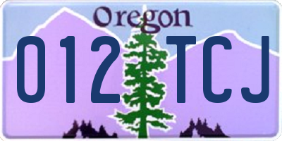 OR license plate 012TCJ
