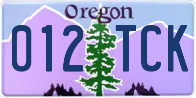 OR license plate 012TCK