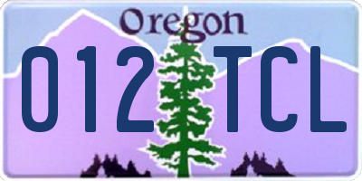 OR license plate 012TCL