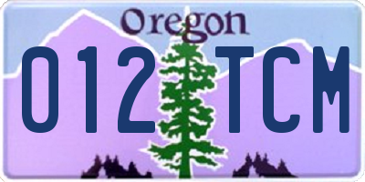 OR license plate 012TCM