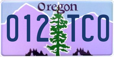 OR license plate 012TCO