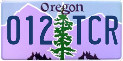 OR license plate 012TCR