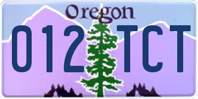 OR license plate 012TCT