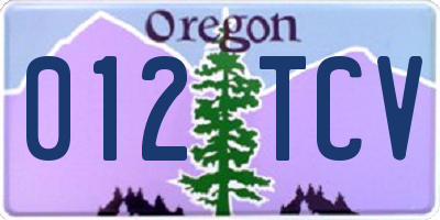 OR license plate 012TCV