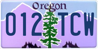 OR license plate 012TCW