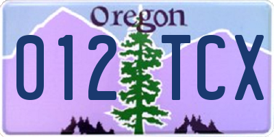 OR license plate 012TCX