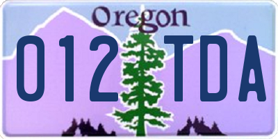 OR license plate 012TDA