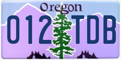 OR license plate 012TDB