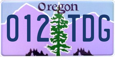 OR license plate 012TDG