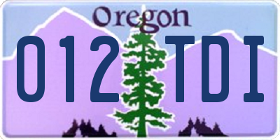 OR license plate 012TDI