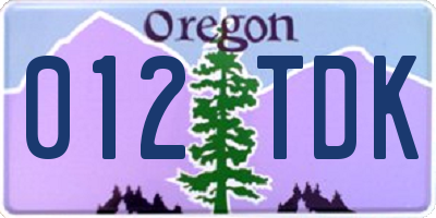 OR license plate 012TDK