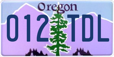 OR license plate 012TDL