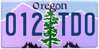 OR license plate 012TDO