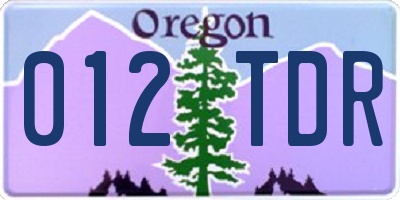 OR license plate 012TDR