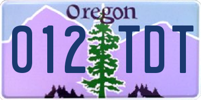 OR license plate 012TDT