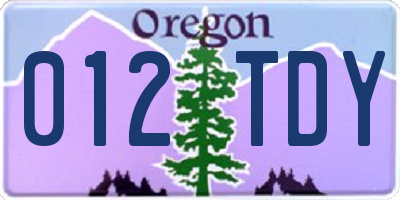 OR license plate 012TDY