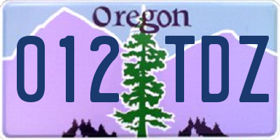 OR license plate 012TDZ