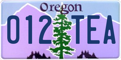 OR license plate 012TEA