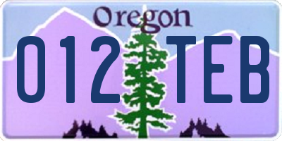 OR license plate 012TEB