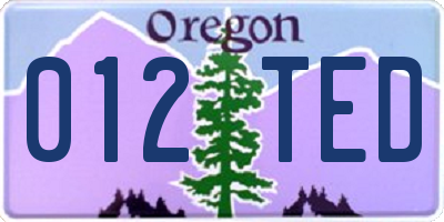 OR license plate 012TED