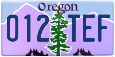 OR license plate 012TEF
