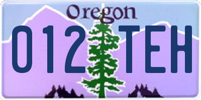 OR license plate 012TEH