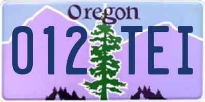 OR license plate 012TEI