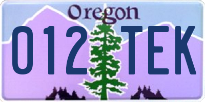 OR license plate 012TEK