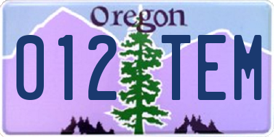 OR license plate 012TEM