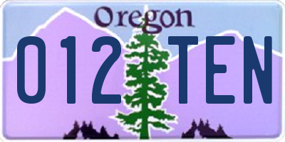 OR license plate 012TEN