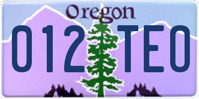 OR license plate 012TEO