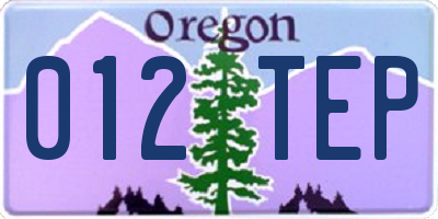 OR license plate 012TEP