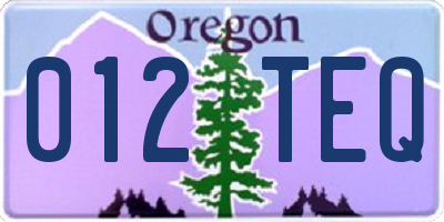 OR license plate 012TEQ