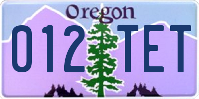 OR license plate 012TET